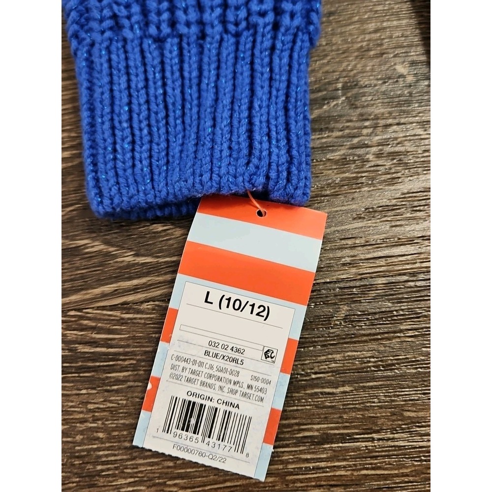 Cat & Jack Girl's Large Blue Sparkle Long-sleeve Open Front Knit Cardigan - Picture 10 of 12